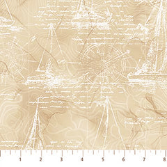 Nautical - Sail Away - Sailboats & Compass - DP24166-12 - Beige/ Tan