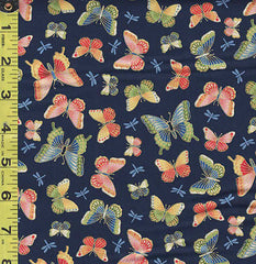 Asian - Michiko Small Colorful Butterflies - 2334-B - Navy