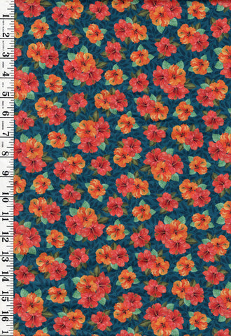 *Tropical - Cockatoo Collection - Pretty Hibiscus Bouquets - 29079-Q - Navy - ON SALE - SAVE 20% - By the Yard