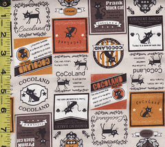 Japanese Novelty - Cocoland Cat Advertisements - Oxford Cloth - Oxford Cloth - CO-10002-21B - Gold & Cinnamon - ON SALE - SAVE 20%