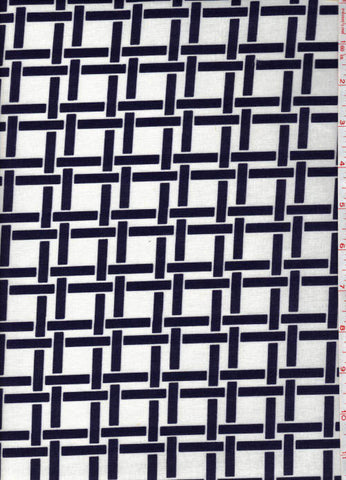Yukata Fabric - 151 - Interlocking Bars - White