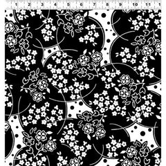 Asian - Ruby Night - Cherry Blossom Circles & Dots - Y3088-3 - Black & White