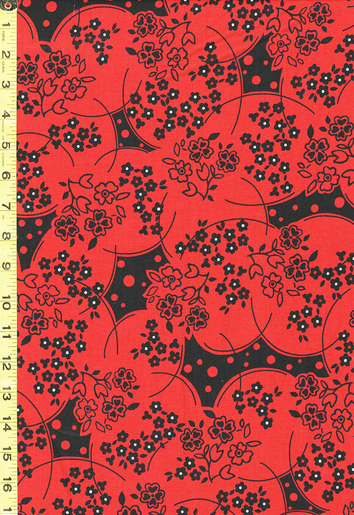 Asian - Ruby Night - Cherry Blossom Circles & Dots - Y3088-4 - Black & Red