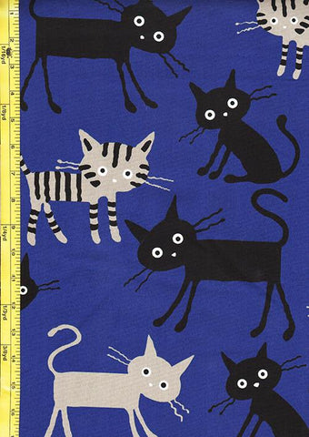 Japanese Novelty - Cocoland Wide Eye Electrified LARGE Cats - Oxford Cloth - CO-10002-12C - ROYAL BLUE