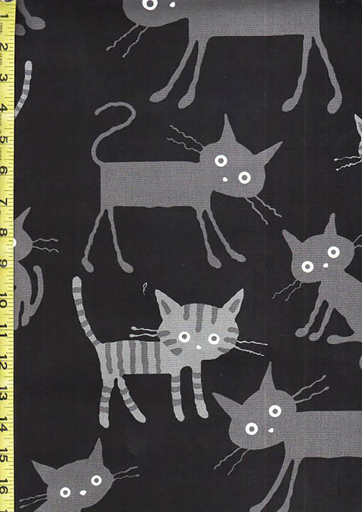 Japanese Novelty - Cocoland Wide Eye Electrified LARGE Cats - Oxford Cloth - CO-10002-12E-BLACK