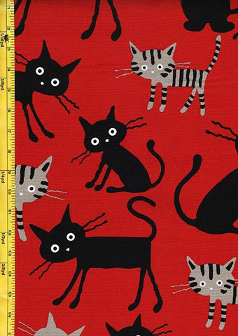 Japanese Novelty - Cocoland Wide Eye Electrified LARGE Cats - Oxford Cloth - CO-10002-12B - RED