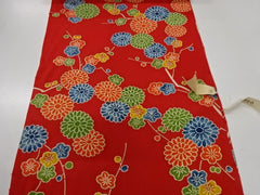 780 - Japanese Combined Weave - Kiku & Ume (Plum) Blossoms - Red