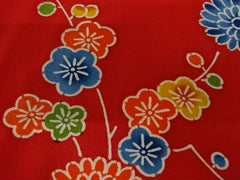 780 - Japanese Combined Weave - Kiku & Ume (Plum) Blossoms - Red