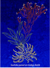Sashiko - Pre-printed Panel - Coral Reef Anemones & Grasses