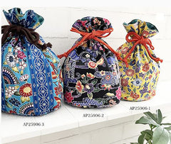 Japanese - Cosmo - Okinawa Bingata Style - Colorful Floral-Mums, Daisies & Peonies - AP25906-1E - Black