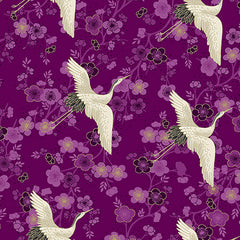 Asian - Hikari Small Flying Cranes & Cherry Blossoms - TP-2520-L - Purple