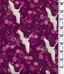 Asian - Hikari Small Flying Cranes & Cherry Blossoms - TP-2520-L - Purple