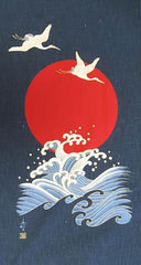 Noren Panel -  Cranes, Waves & Red Sun # 21
