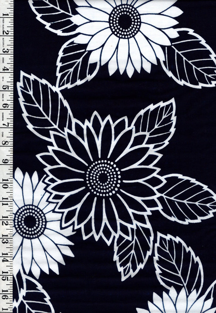 Yukata Fabric - 634 - Daisies - Indigo & White