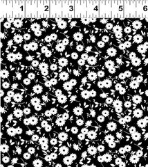 Asian - Ruby Night - Tiny Floating Daisies - Y3091-3- White on Black