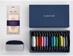 **Sashiko Thread - Daruma - SMALL SIZE - Thin Weight Collection Box - 15 Colors, Needles & Pincushion