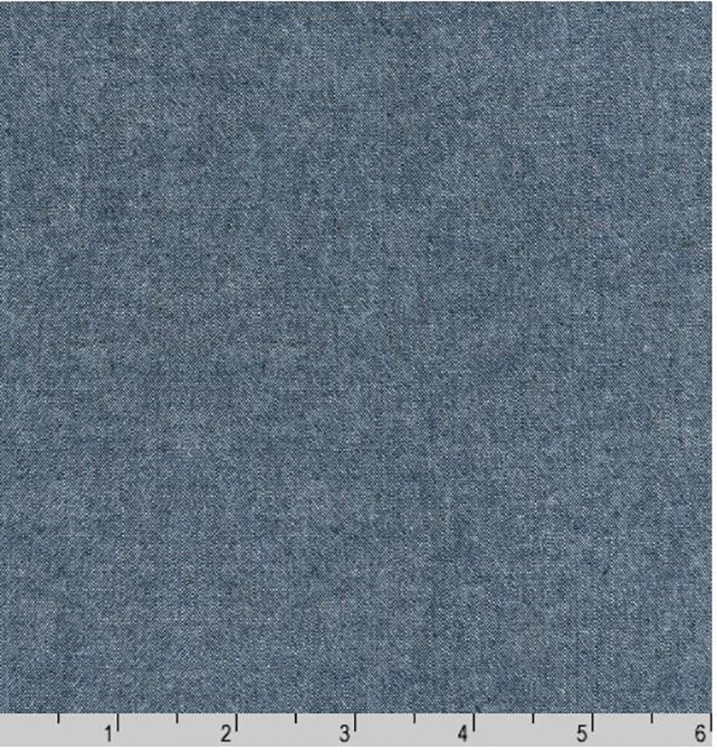 Denim Fabric - Indigo Chambray - Washed - 56 Wide - Light Weight - #