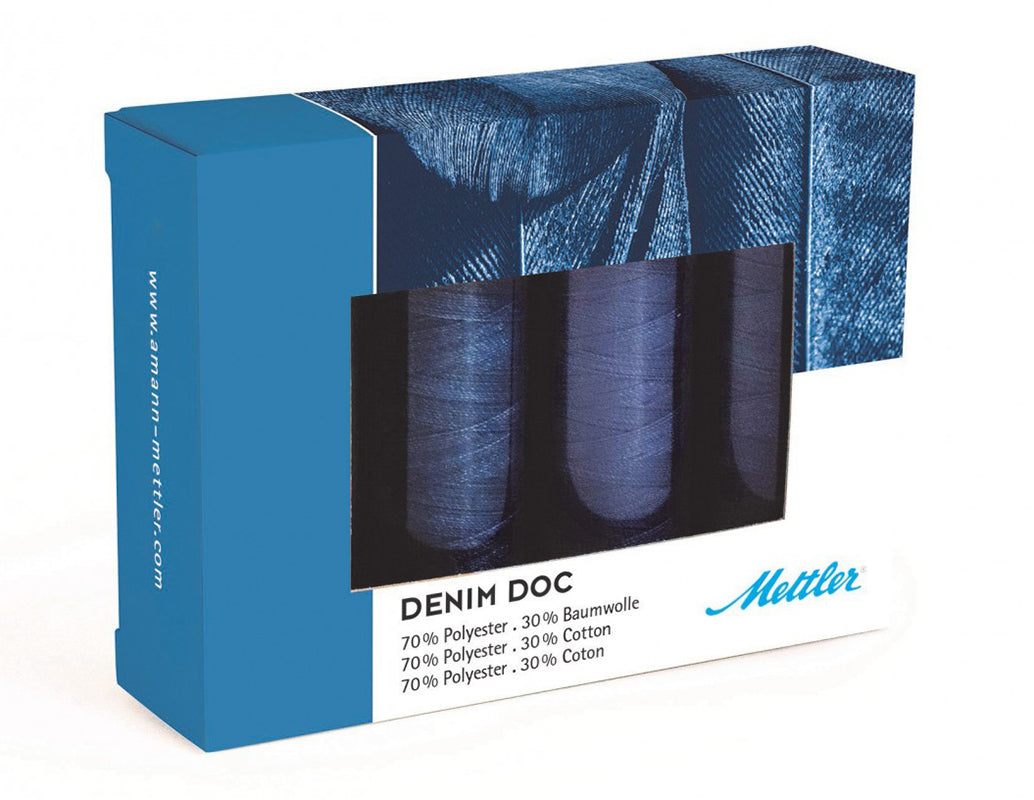 Denim Doc Thread *Thread Assortment - Mettler 40wt Cotton - Poly Thread - 4 Spools - De ...