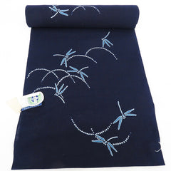 Yukata Fabric - 717 - Blue Dragonflies (3 inches) - Indigo