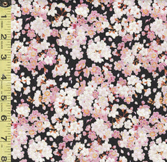 Asian - Geiko Collection - Tiny Pink & White Cherry Blossoms - M3403 - Black - ON SALE - SAVE 20% - Last 1 1/4 Yards
