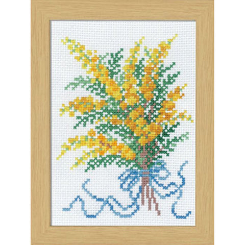 *Olympus Cross Stitch Flower Kit - # 7507 - February - Mimosa - ON SALE - SAVE 30%