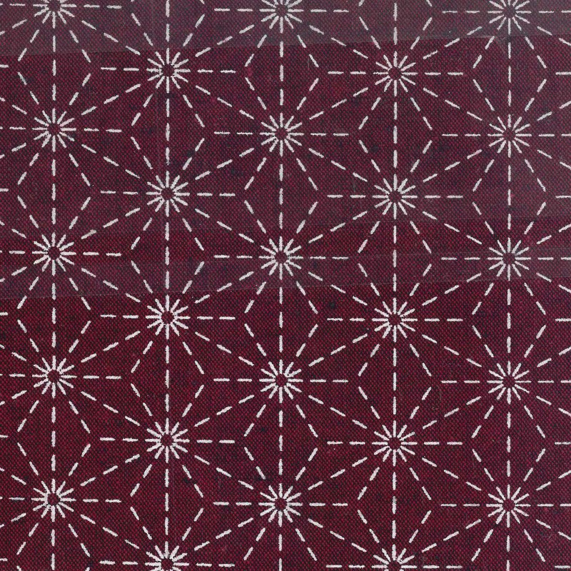 *Sashiko Patch Mending & Coaster Fabric- Kofu Tsumugi - 6 Designs - MC-T1 - Deep Red (Magenta)