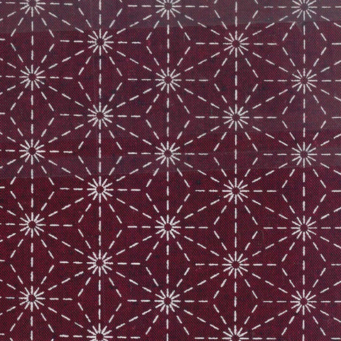 Sashiko Patch Mending & Coaster Fabric- Kofu Tsumugi - 6 Designs - MC-T1 - Deep Red (Magenta)