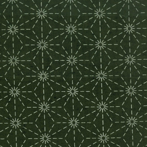 Sashiko Patch Mending & Coaster Fabric- Kofu Tsumugi - 6 Designs - MC-T3 - Dark Olive Green