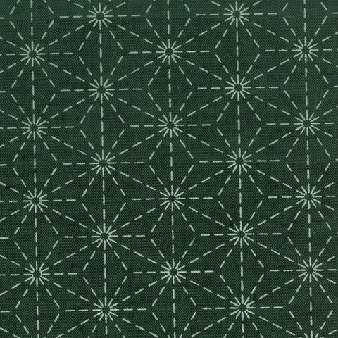 Sashiko Patch Mending & Coaster Fabric- Kofu Tsumugi - 6 Designs - MC-T4 - Dark Blueish Green