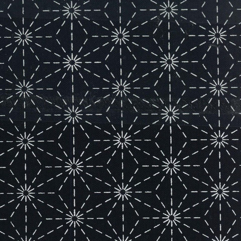 Sashiko Patch Mending & Coaster Fabric- Kofu Tsumugi - 6 Designs - MC-T6 - Black
