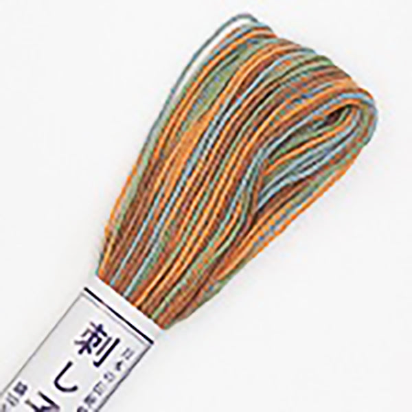 Sashiko Thread - Olympus 20m - Variegated # 91 - Terracotta & Turquoise