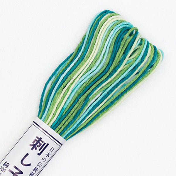 Sashiko Thread - Olympus 20m - Variegated # 51 Greens