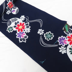 Yukata Fabric - 711 - Fans, Flowers & River Swirls - Indigo