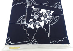 Yukata Fabric - 712 - Floral Fans - Indigo