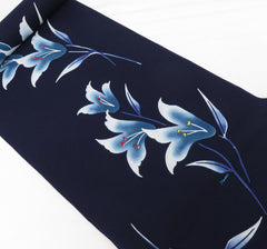Yukata Fabric - 713 - Dusty Blue Lilies - Indigo