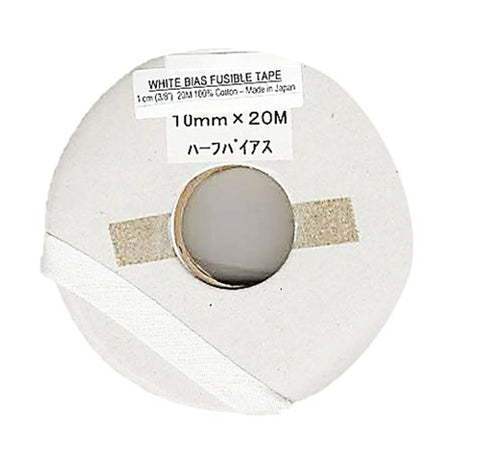Interfacings & Stabilizers - Single-Sided Bias Fusible Tape from Japan - 3/8 inch x 21.87 yards (10mm x 20m) - WHITE - LAST ONE
