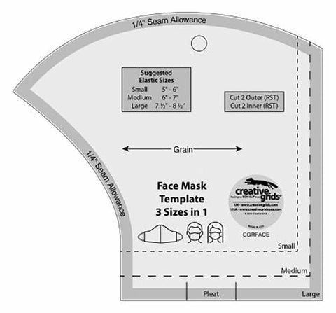 Rulers & Templates - Creative Grids - Face Mask Template - 3 Sizes in 1