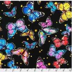 *Tropical - Fantastic Forest - Colorful Butterflies & Tiny Fireflies - ATZD-20176-2 - Black
