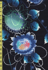 Yukata Fabric - 535 - Large Scale Florals - Indigo