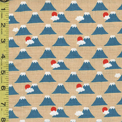 Japanese Novelty - Cosmo Fuku Mt. Fuji - Dobby Weave - AP95808-A - Tan - Last 2 3/8 Yards