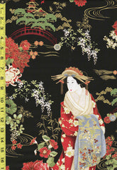 *Asian - Kyoto Garden - Geisha Garden PANEL - CM1664 - BLACK