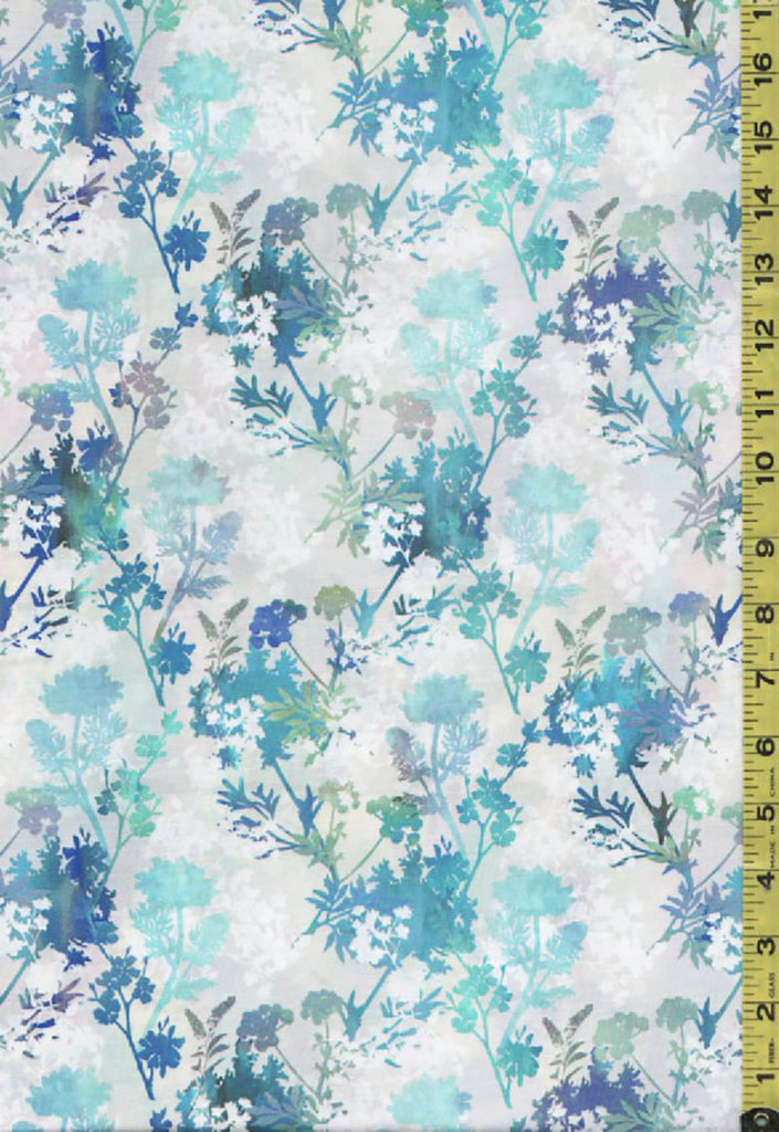 Floral Fabric - In the Beginning - Garden of Dreams - 5JYL2 - Teal - Blue - ON SALE - SAVE 30% - By the Yard
