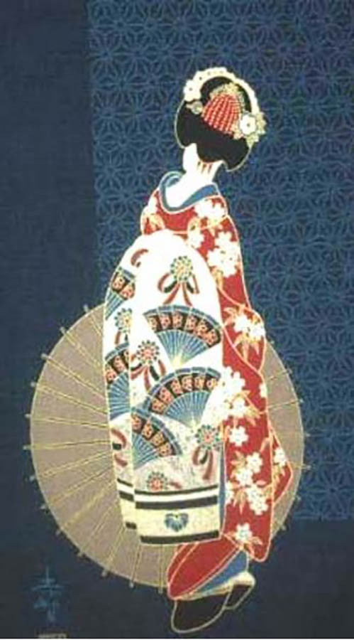Noren Panel -  Geisha with Umbrella # 49