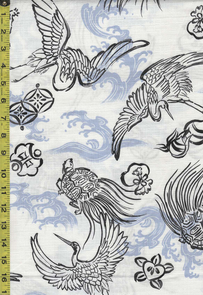 *Japanese - Hokkoh Cranes, Tortoise & Waves - Dobby Weave - 321-1110-2A - White