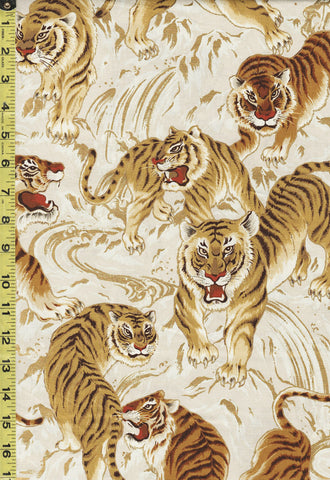 Quilt Gate - Large Tora Tigers - HR-3390-11A - Ivory