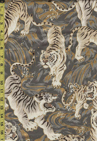 Quilt Gate - Large Tora Tigers - HR-3390-11B - Gray