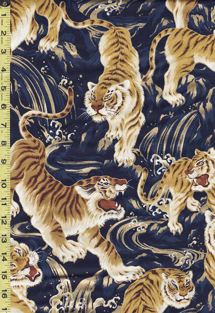 Quilt Gate - Large Tora Tigers - HR-3390-11D - Navy - Last 2 Yards