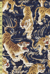 Quilt Gate - Large Tora Tigers - HR-3390-11D - Navy - Last 2 Yards