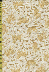 Quilt Gate - Tora Tigers, Water Swirls & Bamboo Leaves - HR-3390-12A - Ivory