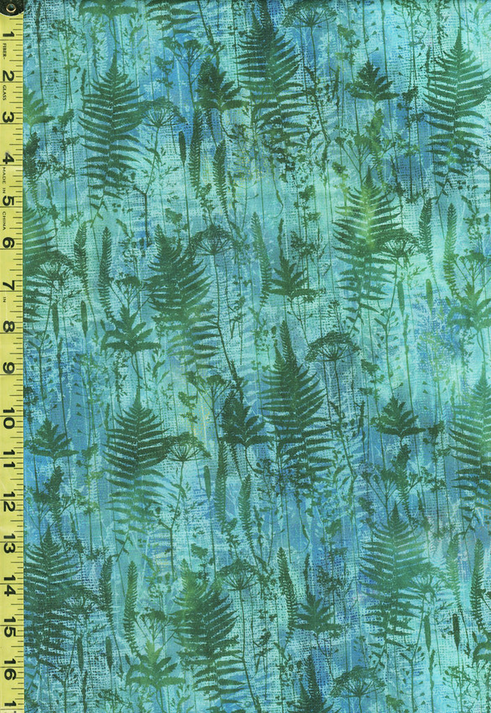 Floral Fabric - In the Beginning - Fern Forest - Haven 7HVN-3 - Blue Green - ON SALE - SAVE 30%